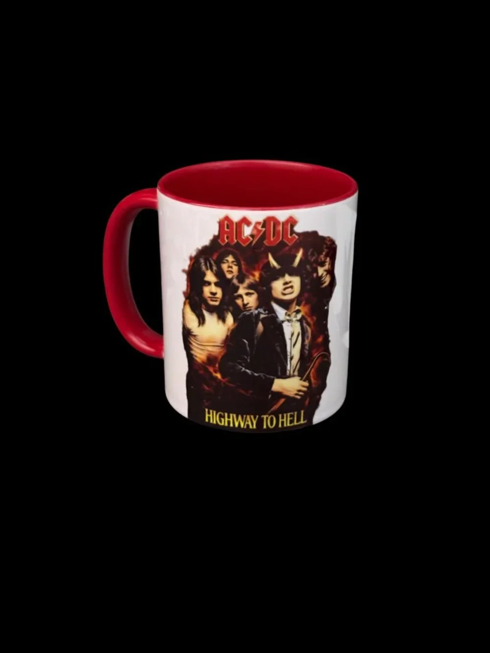 AC/DC Highway to Hell Coffee Mug, White and Red, 11 oz, Rock Band Graphic